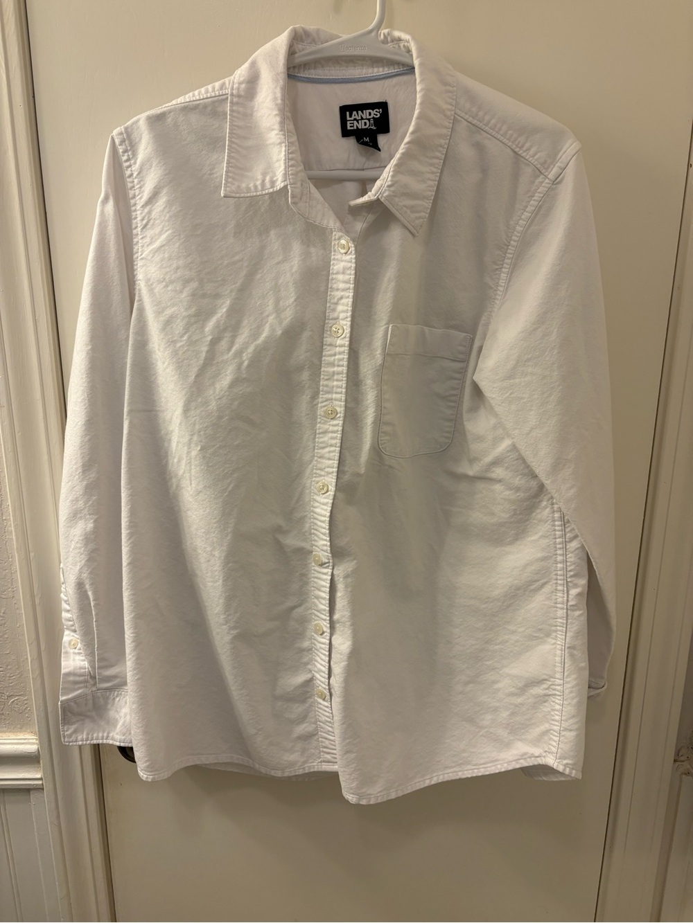 Lands' End Women’s  White Button-Down Oxford Shirt
